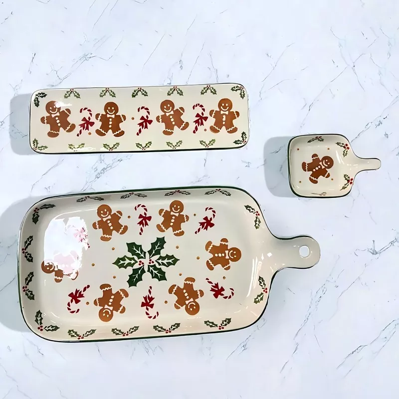 क्रिसमस जिंजरब्रेड मैन सिरेमिक बेकिंग ट्रे