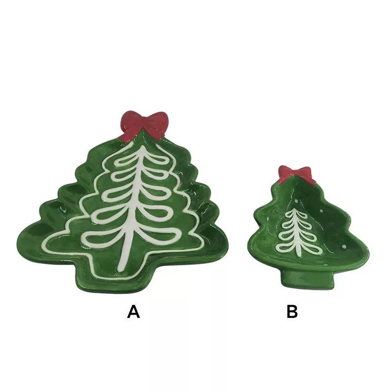 क्रिसमस ट्री प्लेट हाथ से पेंट किया गया अवकाश उपहार