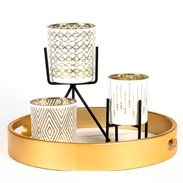 लक्जरी पैटर्न ग्लास मोमबत्ती धारक