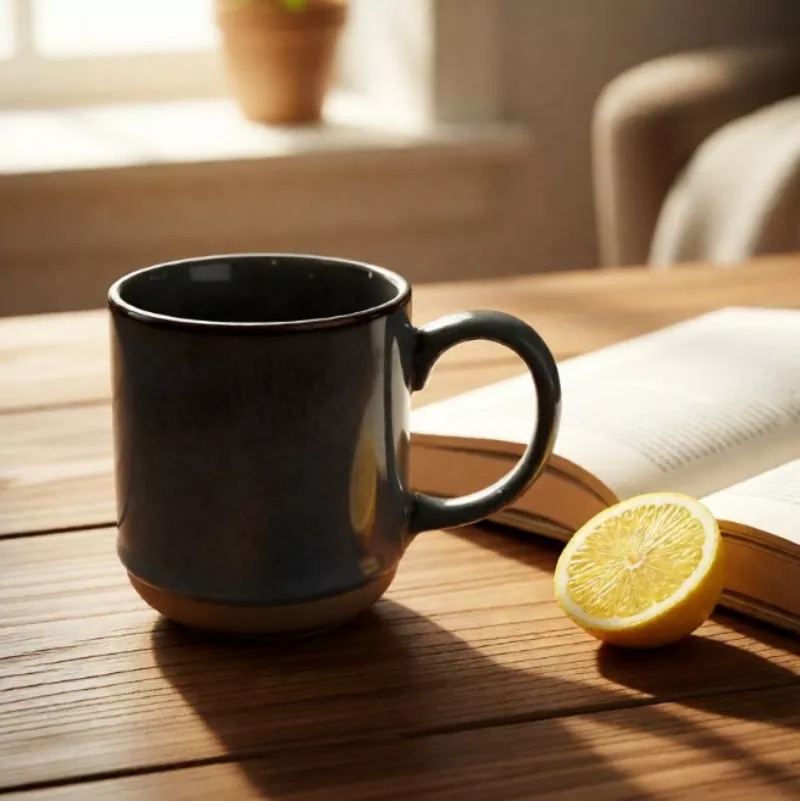 साधारण आधुनिक सिरेमिक यात्रा ग्रे मग