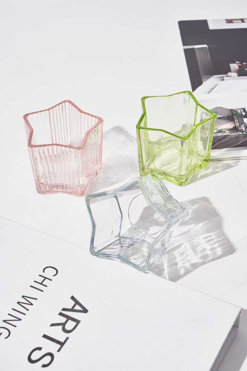 स्टार के आकार का ग्लास मोमबत्ती धारक